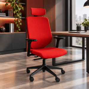Silla Ejecutiva RE-2020 Asiento y Respaldo en Tela Rojo