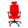 Silla ejecutiva RE-2020 en tela roja con cabecera tapizada y brazos ajustables