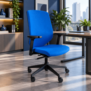 Silla Operativa RE-2021 Asiento y Respaldo en Tela Azul