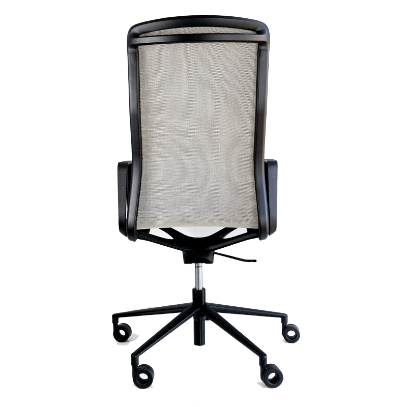 Silla de oficina ejecutiva Rail con asiento y respaldo en mesh gris y brazos fijos