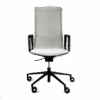 Silla de oficina ejecutiva Rail con asiento y respaldo en mesh gris y brazos fijos