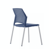 Silla de visita rewind azul de polipropileno con estructura gris de cuatro patas
