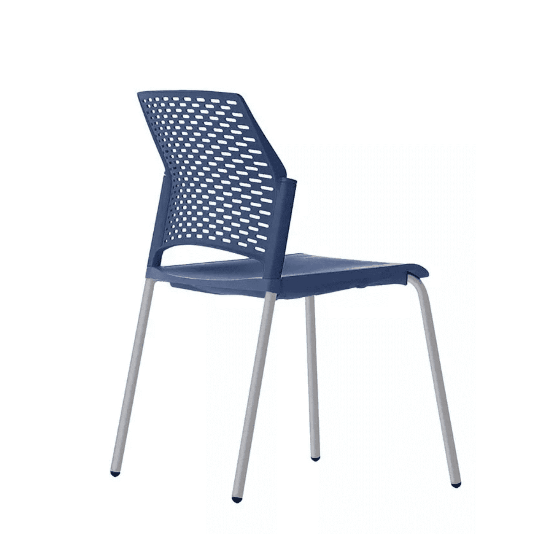 Silla de visita rewind azul de polipropileno con estructura gris de cuatro patas