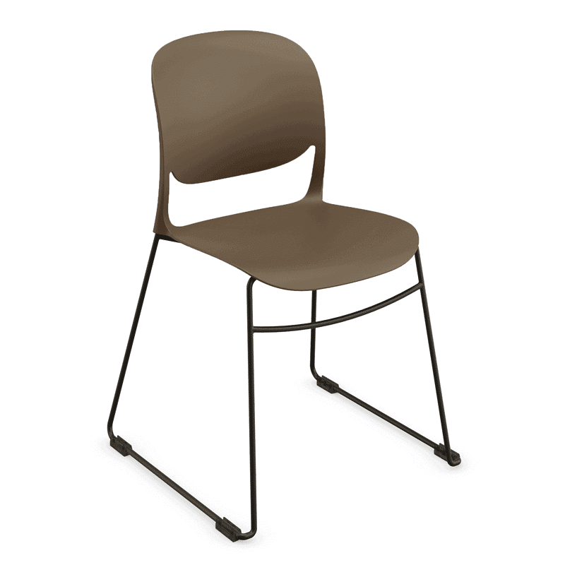 Silla de visita RE-615 multifuncional color café con base de trineo en polipropileno