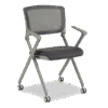 Silla de visita multifuncional Skip re-685 con respaldo mesh y asiento en tela gris