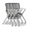 Silla de visita multifuncional Skip re-685 con respaldo mesh y asiento en tela gris