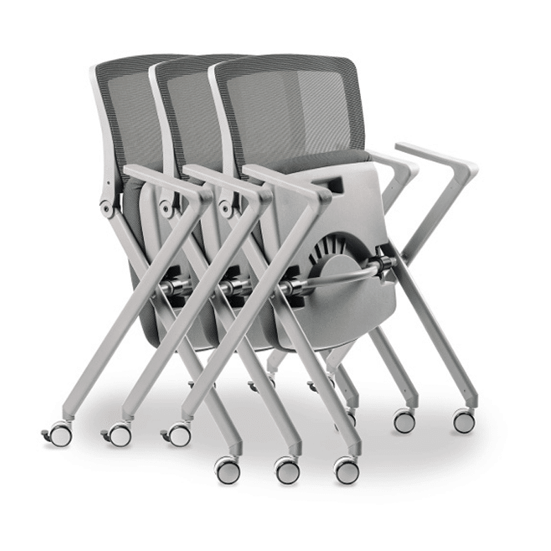 Silla de visita multifuncional Skip re-685 con respaldo mesh y asiento en tela gris