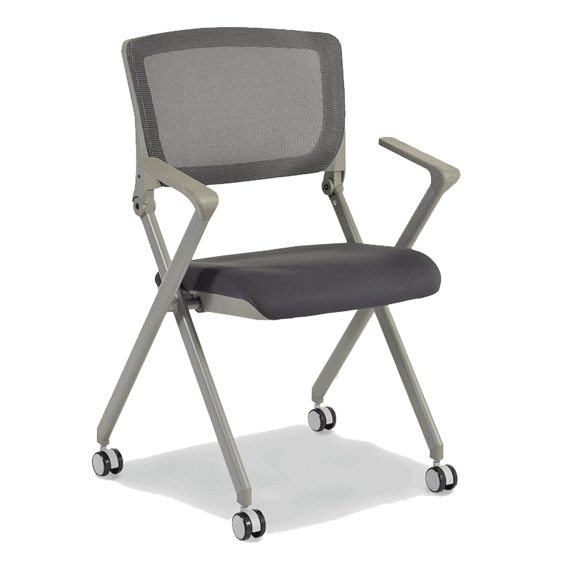 Silla de visita multifuncional Skip re-685 con respaldo mesh y asiento en tela gris