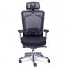 Silla de oficina ejecutiva mesh 2409-re10 con cabecera, respaldo de malla negro y base de aluminio