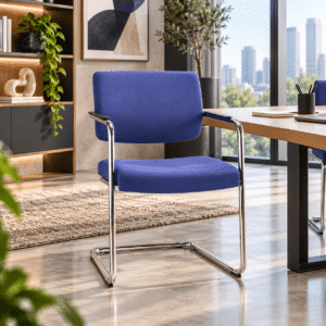 Silla de Visita Cool Respaldo en Polipropileno y Asiento en Tela, Estructura Gris