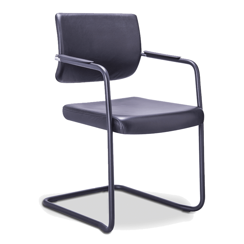 Silla de visita cool polipropileno re-780p-n/00 con asiento en piel y base trineo