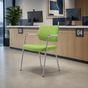 Silla de Visita Cool 4 Puntos Respaldo en Polipropileno y Asiento en Tela, Estructura Cromada