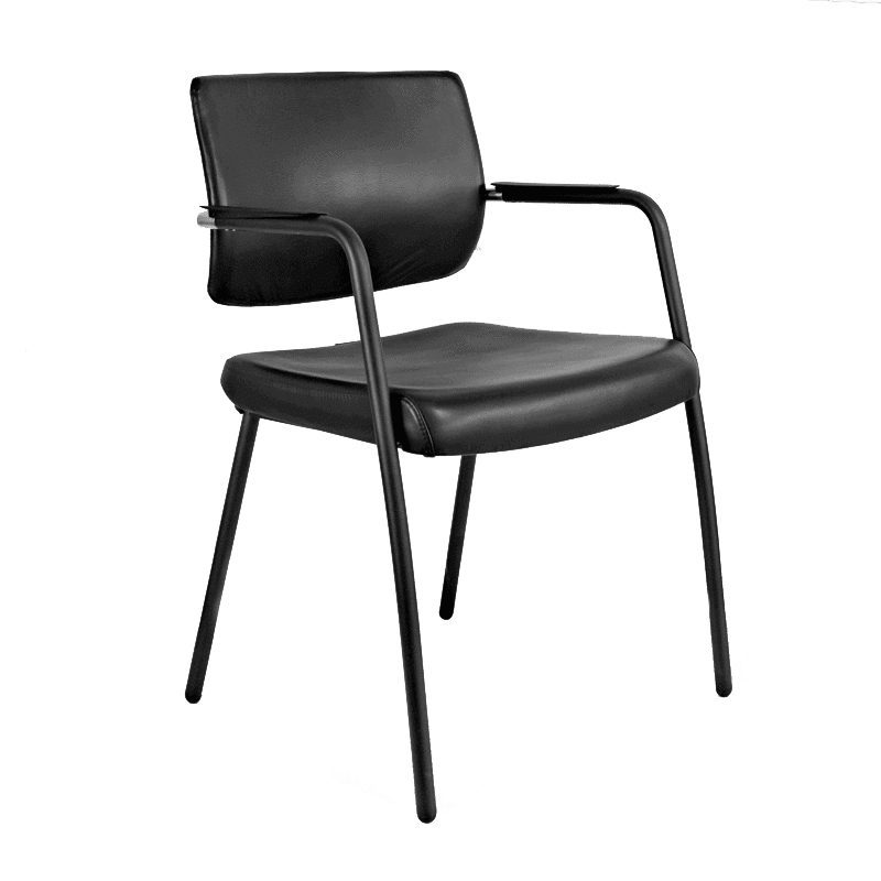 Silla de visita Cool RE-781P-N/00 de 4 puntos con asiento en piel y estructura negra