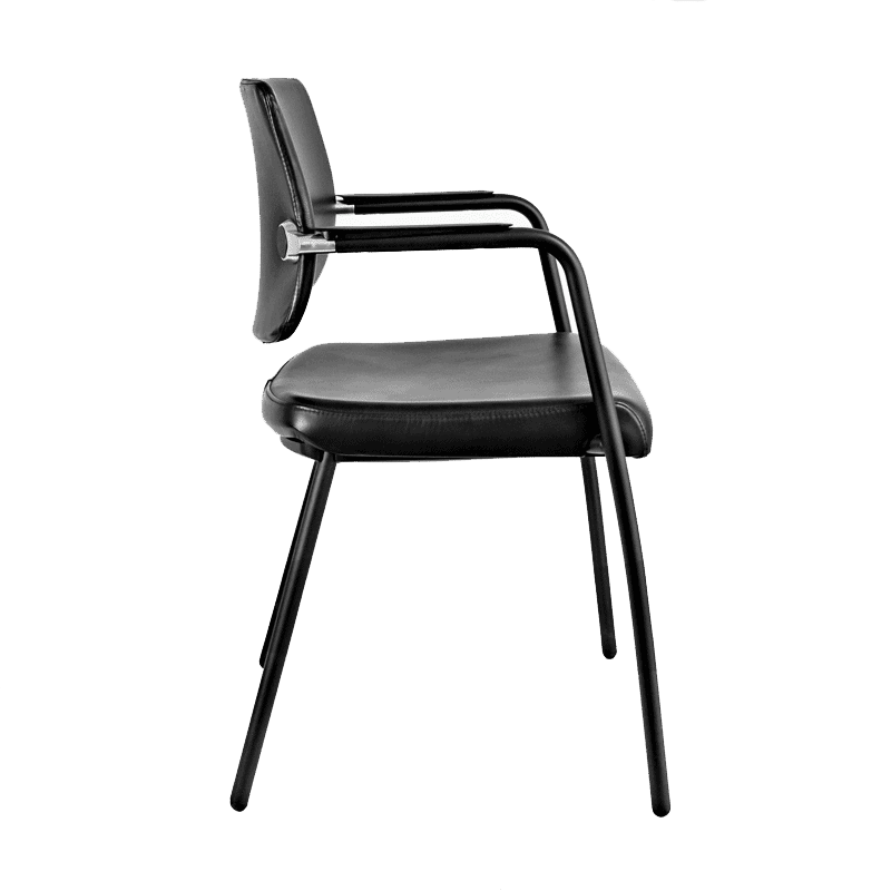 Silla de visita Cool RE-781P-N/00 de 4 puntos con asiento en piel y estructura negra