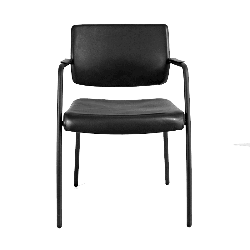 Silla de visita Cool RE-781P-N/00 de 4 puntos con asiento en piel y estructura negra