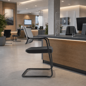 Silla de Visita Cool Respaldo en Polipropileno y Asiento en Tela, Estructura Negra