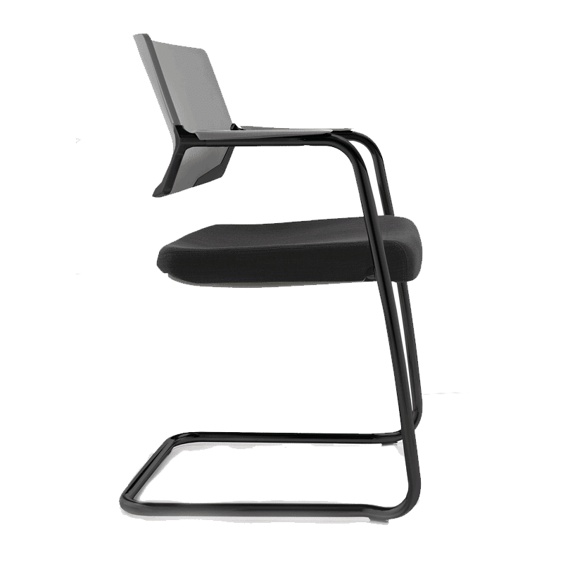 Silla de visita Cool RE-790/N con respaldo en polipropileno, asiento en tela y base trineo