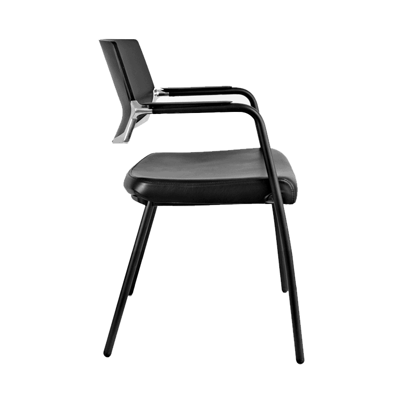 Silla de visita Cool 2324 de 4 puntos con asiento en piel, respaldo en polipropileno y estructura negra