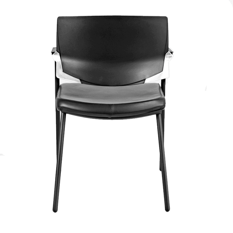 Silla de visita Cool 2324 de 4 puntos con asiento en piel, respaldo en polipropileno y estructura negra