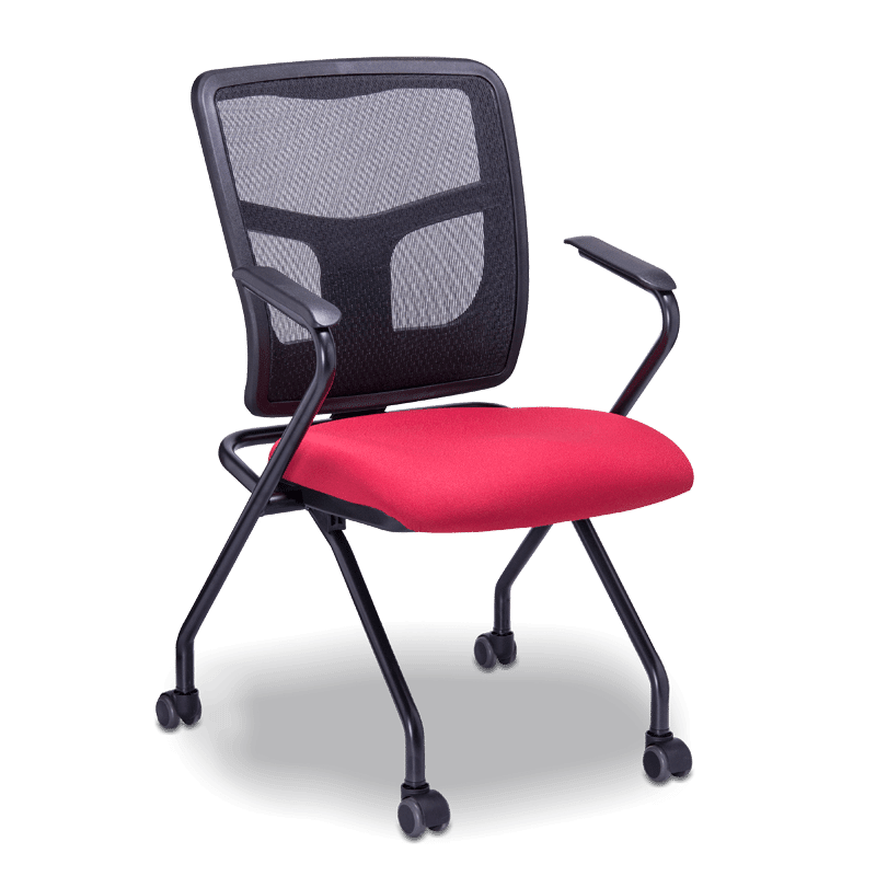 Silla de visita RE-1515 multifuncional con respaldo de mesh negro y rodajas