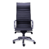 Silla de oficina ejecutiva Retro en vinipiel negro con estructura cromada, RE-1750