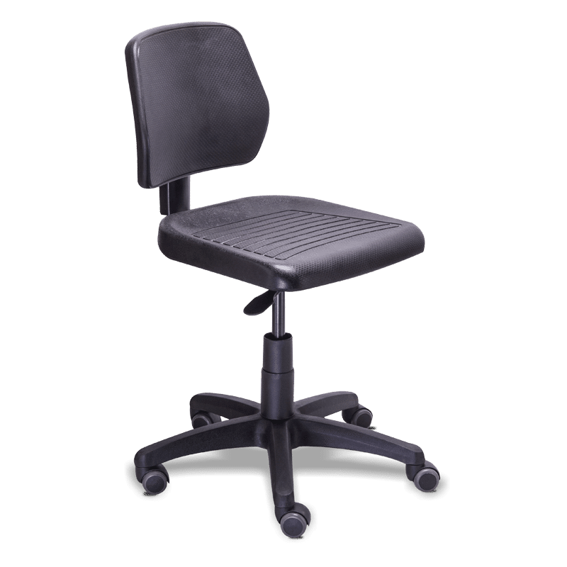 Silla industrial de poliuretano RI-100 con base de 5 puntas y rodajas para piso duro