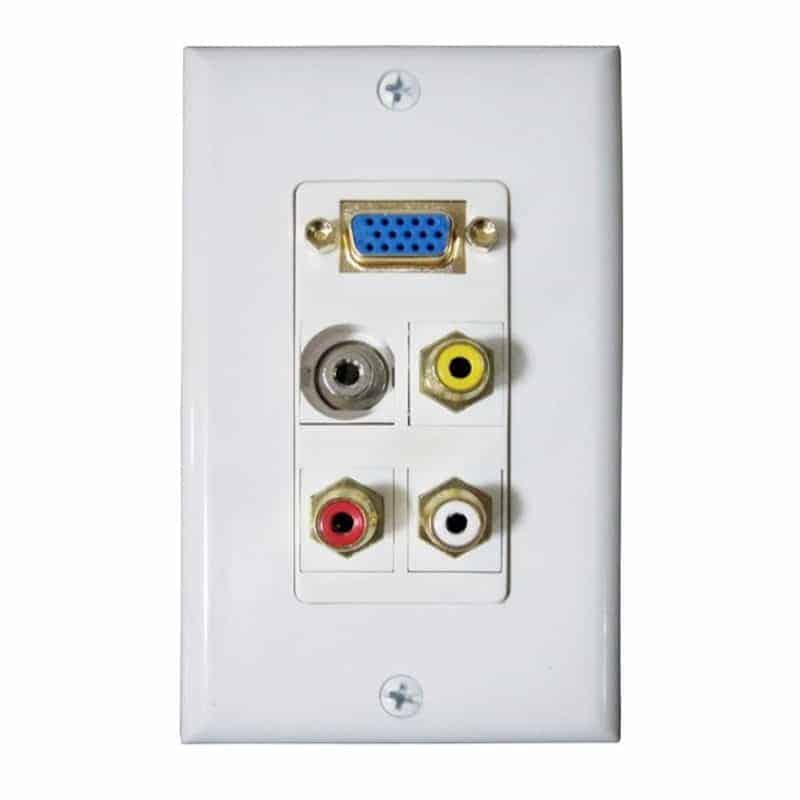 Wall plate con conectores Redleaf RLWP02 con VGA, audio y 3 RCA