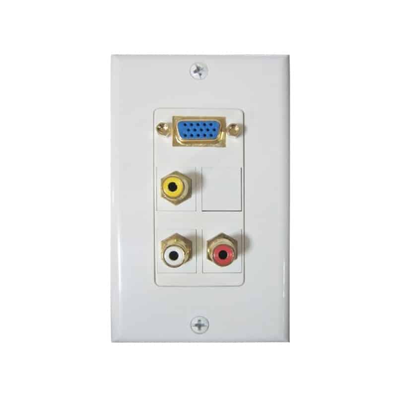 Wall plate con conectores Redleaf RLWP05 con VGA, 3 RCA y 1 ciego