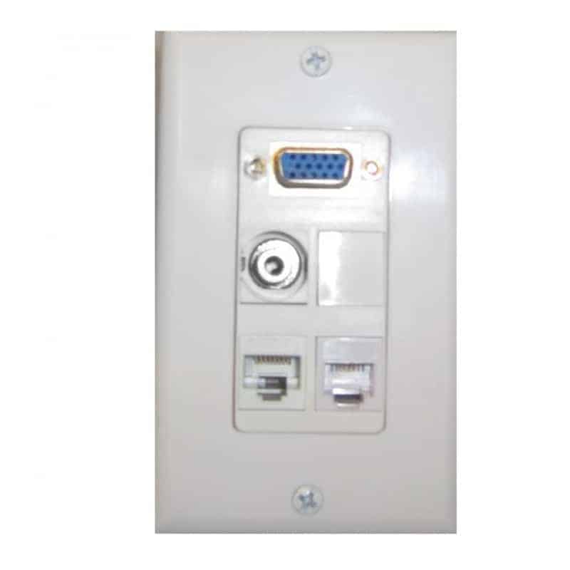 Wall plate con conectores Redleaf RLWP06 con VGA, RJ45, RJ11 y audio