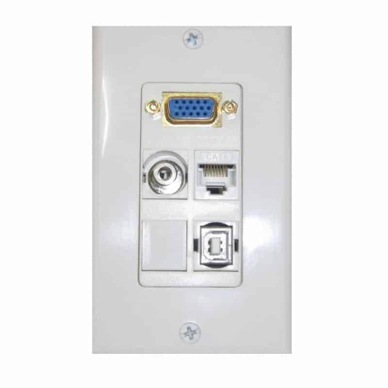 Wall plate Redleaf RLWP08 blanco con conectores VGA, audio, USB y RJ45