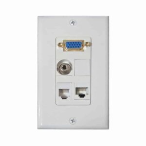Wall plate Redleaf RLWP09 blanco con conectores VGA, audio, RJ45 y RJ11