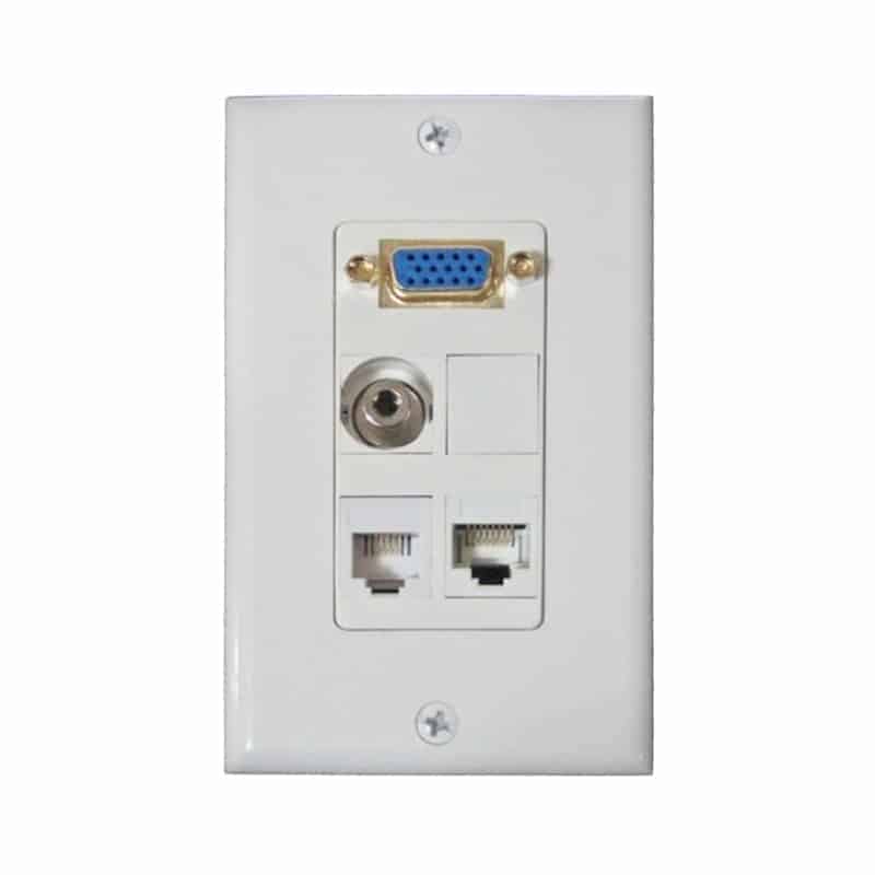 Wall plate Redleaf RLWP09 blanco con conectores VGA, audio, RJ45 y RJ11