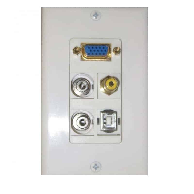 Wall plate Redleaf RLWP10 con conectores VGA, dos audios, RCA y USB
