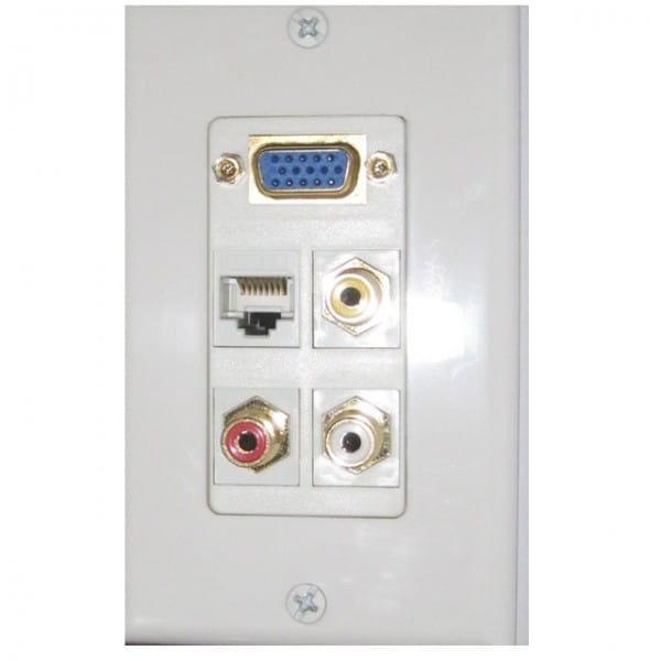 Caja plástica wall plate Redleaf RLWP11 con conectores VGA, RJ-45 y 3-RCA