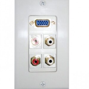 Wall plate Redleaf RLWP13 con VGA (fijo), 2 RCA de audio blanco y 2 RCA de audio rojo