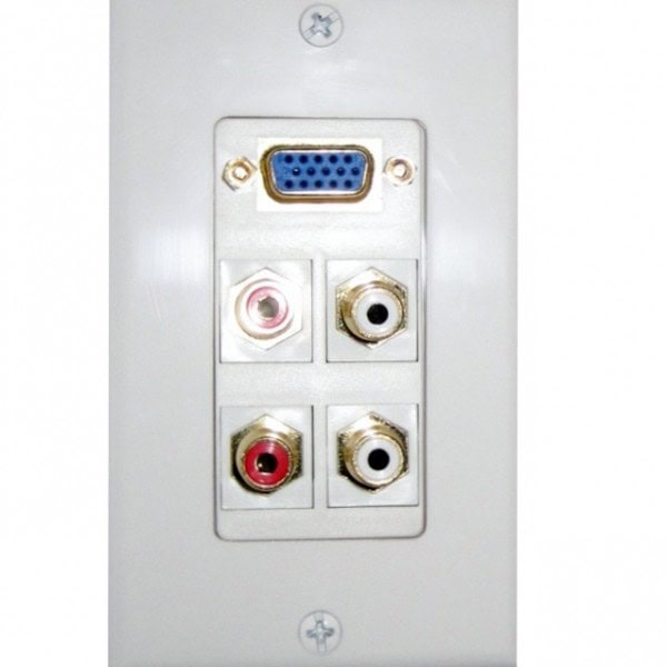 Wall plate Redleaf RLWP13 con VGA (fijo), 2 RCA de audio blanco y 2 RCA de audio rojo
