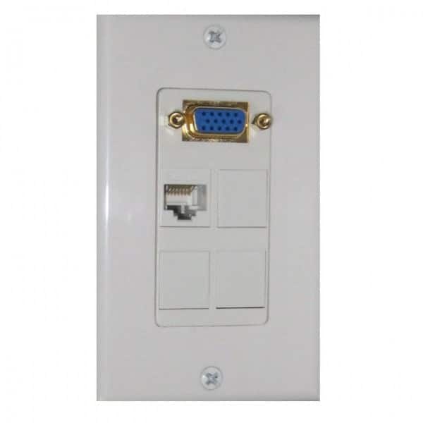 Wall plate Redleaf RLWP15 con VGA (fijo), 1 puerto de red y 3 módulos ciegos