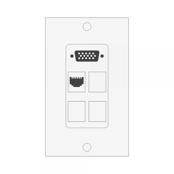 Wall plate Redleaf RLWP15 con VGA (fijo), 1 puerto de red y 3 módulos ciegos