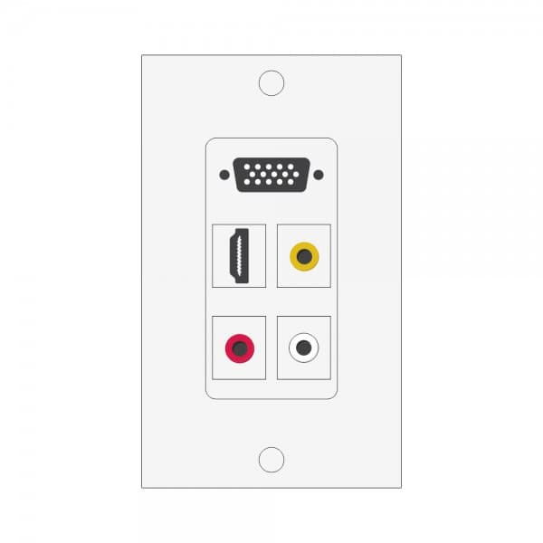 Wall plate Redleaf RLWP16 con VGA (fijo), 1 HDMI y 1 RCA de audio blanco