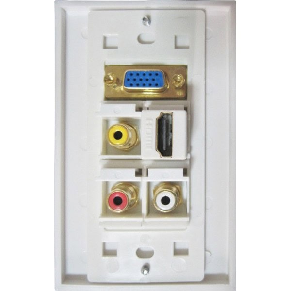 Wall plate Redleaf RLWP16 con VGA (fijo), 1 HDMI y 1 RCA de audio blanco