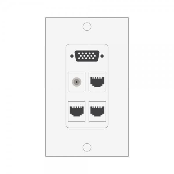 Wall plate Redleaf RLWP17 con VGA (fijo), 1 audio de 3.5 mm y 3 puertos de red