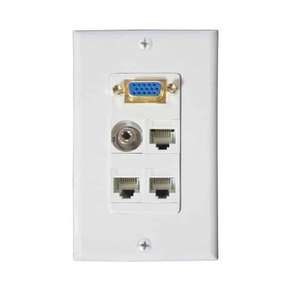Wall plate Redleaf RLWP17 con VGA (fijo), 1 audio de 3.5 mm y 3 puertos de red