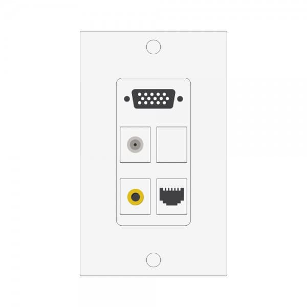 Wall plate Redleaf RLWP18 con VGA (fijo), 1 audio de 3.5 mm y 1 RCA de video
