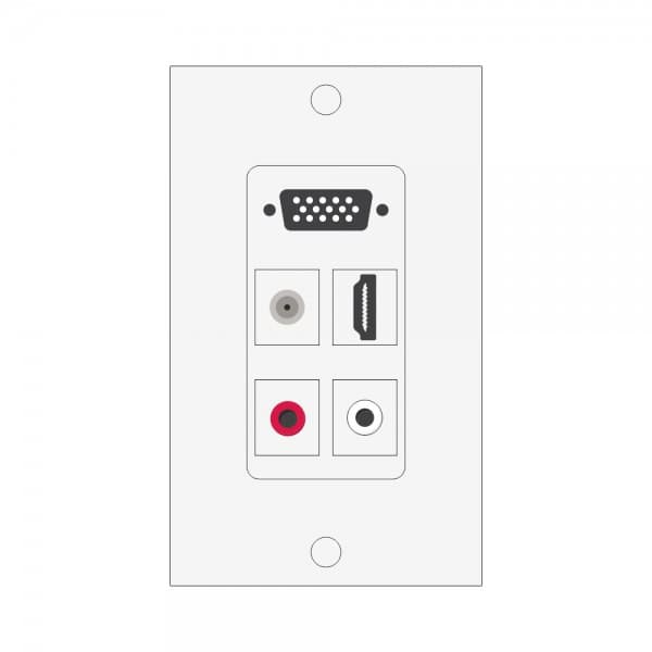 Wall plate Redleaf RLWP19 con VGA (fijo), 1 USB-A hembra-hembra y 1 audio de 3.5 mm
