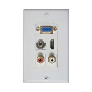 Wall plate Redleaf RLWP19 con VGA (fijo), 1 USB-A hembra-hembra y 1 audio de 3.5 mm