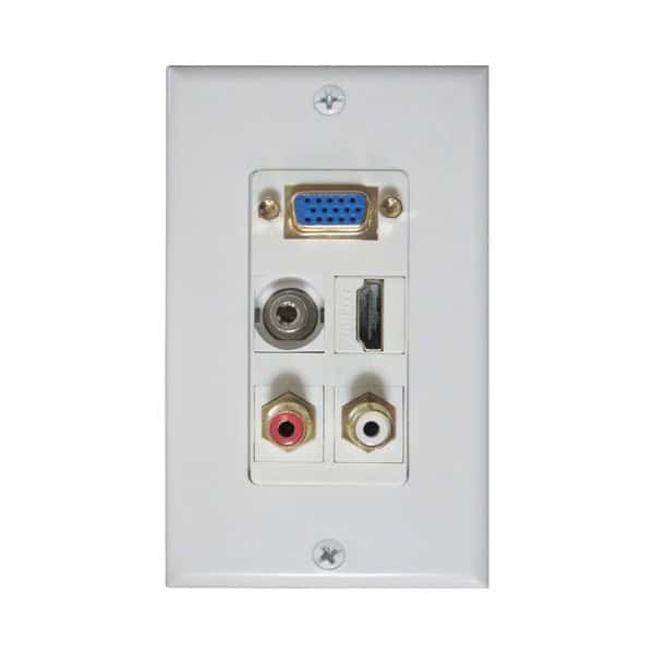 Wall plate Redleaf RLWP19 con VGA (fijo), 1 USB-A hembra-hembra y 1 audio de 3.5 mm
