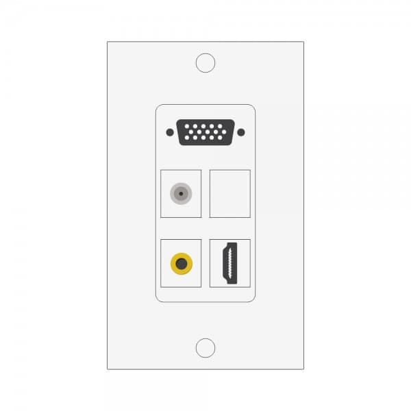 Wall plate Redleaf RLWP21 con VGA (fijo), 1 HDMI y 1 audio de 3.5 mm
