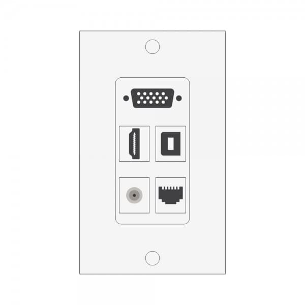 Wall plate Redleaf RLWP22 con VGA (fijo), 1 HDMI y 1 USB-A hembra-hembra