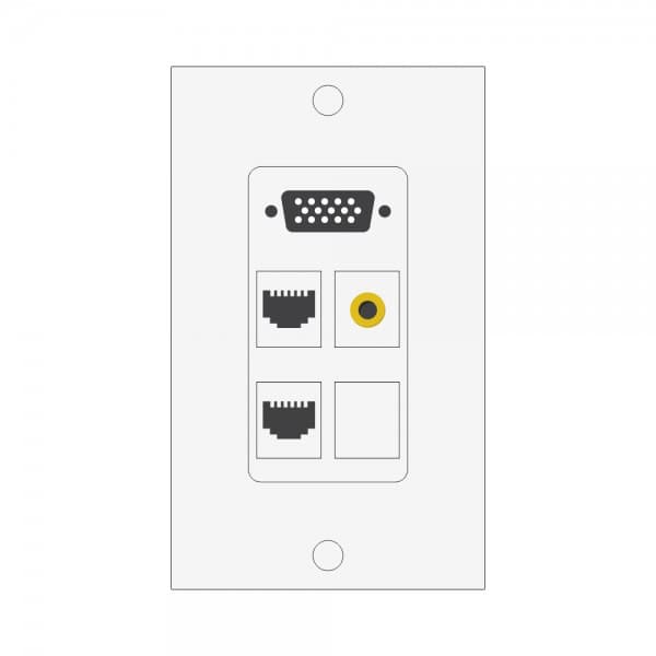 Wall plate Redleaf RLWP24 con VGA (fijo), 1 RCA de video y 2 puertos de red