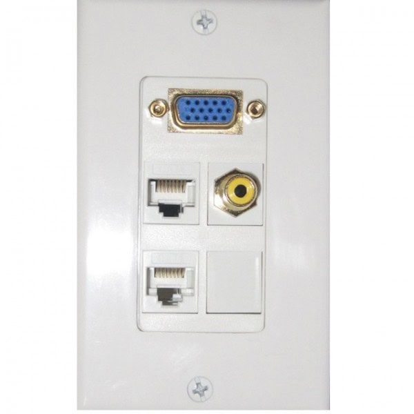 Wall plate Redleaf RLWP24 con VGA (fijo), 1 RCA de video y 2 puertos de red